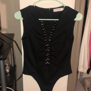 Black bodysuit- deep cut